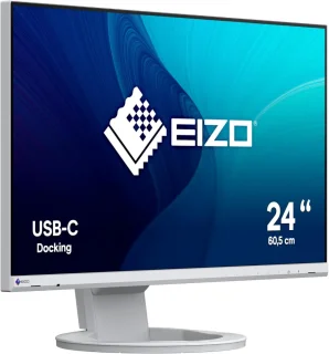 EIZO FlexScan EV2480-WT 23.8" Full HD IPS Office Monitor - 60Hz, 5ms GtG, USB-C 60W PD, HDMI/DP/DVI/VGA, USB Hub, Height Adjustable, Pivot, White