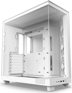 NZXT H6 Flow (White) - Compact Dual-Chamber Mid-Tower PC Case with Panoramic Glass, High-Airflow Panels & 3x 120mm Fans - Ideal for GPU Cooling & Show Builds