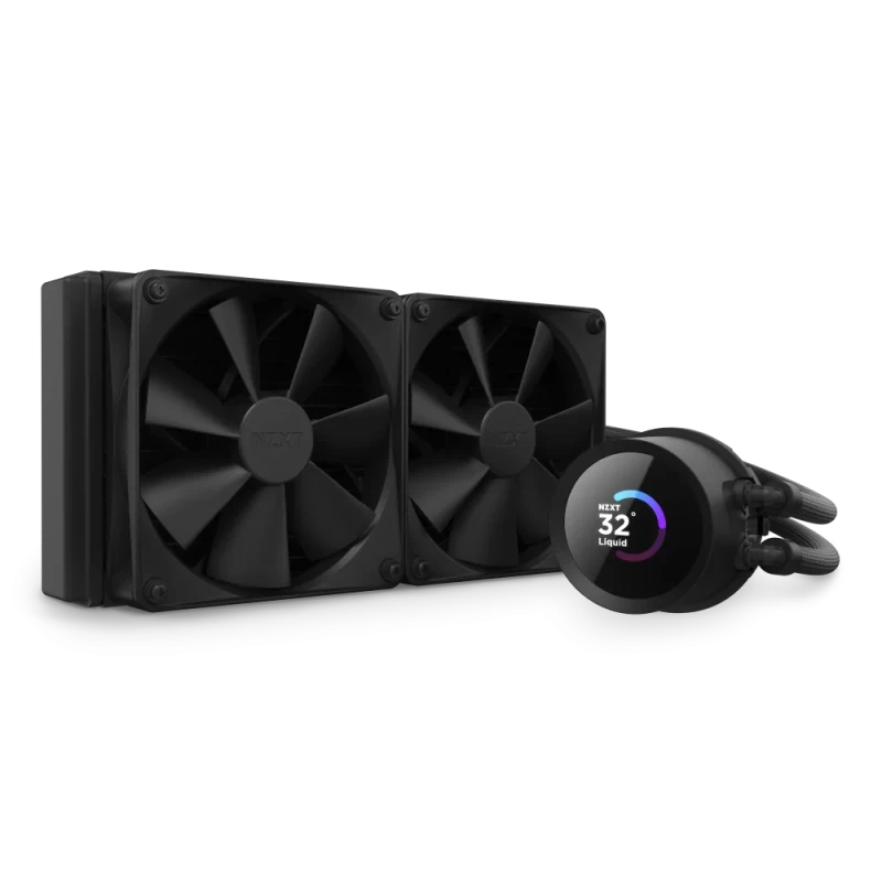 NZXT Kraken 240mm - RL-KN240-B1 – AIO CPU Liquid Cooler - LCD Display - 2 x F120P Static Pressure Fan Radiator Fans LGA 1851/1700 / AM5 Compatible - Featured Image