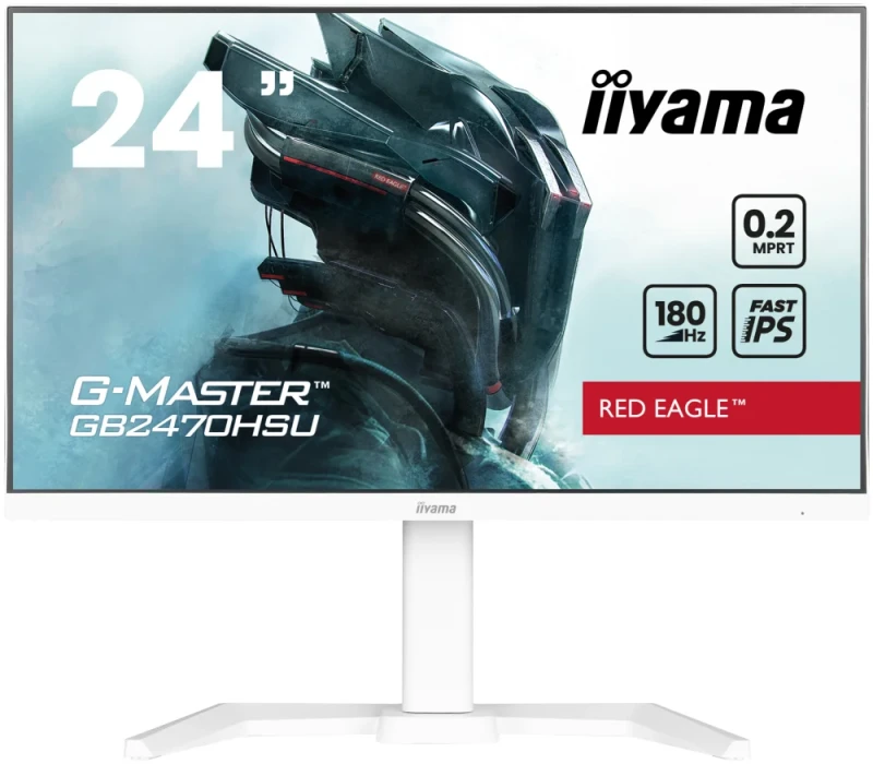 iiyama G-Master GB2470HSU-W6 24" Full HD Fast IPS – 180Hz, 0.2ms, FreeSync Premium, USB, Speakers, Pivot, White - Featured Image