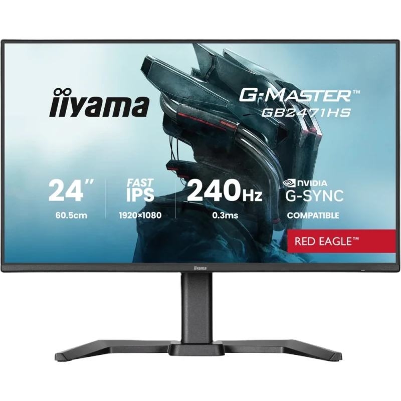 iiyama G-Master GB2471HS-B1 24" Full HD IPS – 240Hz, 0.3ms, G-Sync Compatible, Speakers, Pivot - Featured Image