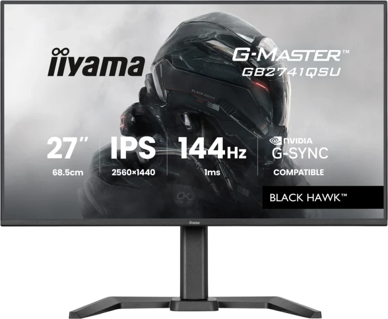 iiyama G-Master GB2741QSU-B1 27" QHD IPS Gaming Monitor – 144Hz, 1ms, G-Sync, USB, Speakers, Pivot - Featured Image
