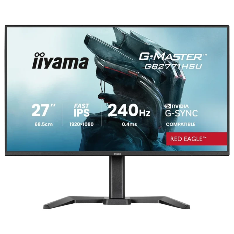 iiyama G-Master GB2771HSU-B1 27" Full HD IPS Gaming Monitor – 240Hz, 0.4ms, G-Sync, USB, Speakers, Pivot - Featured Image