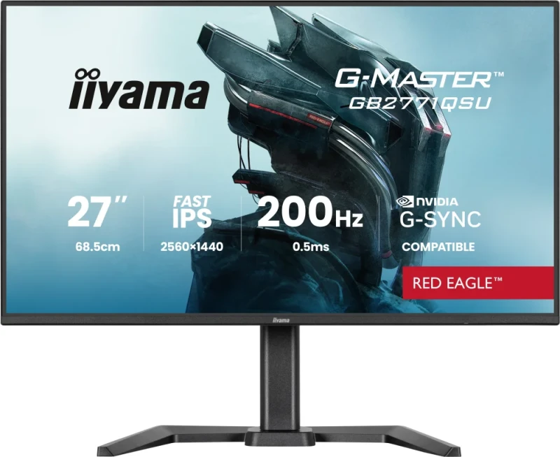 iiyama G-Master GB2771QSU-B1 27" QHD IPS Gaming Monitor – 200Hz, 0.5ms, G-Sync, USB, Speakers, Pivot - Featured Image