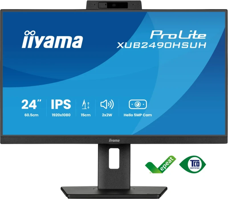 iiyama ProLite XUB2490HSUH-B2 24" Full HD IPS Monitor – 100Hz, FreeSync, USB Hub, Webcam, Pivot - Featured Image