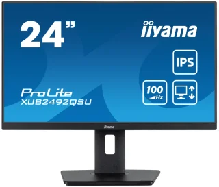 iiyama ProLite XUB2492QSU-B1 24" QHD IPS Monitor – 100Hz, Adaptive-Sync, USB Hub, Speakers, Pivot