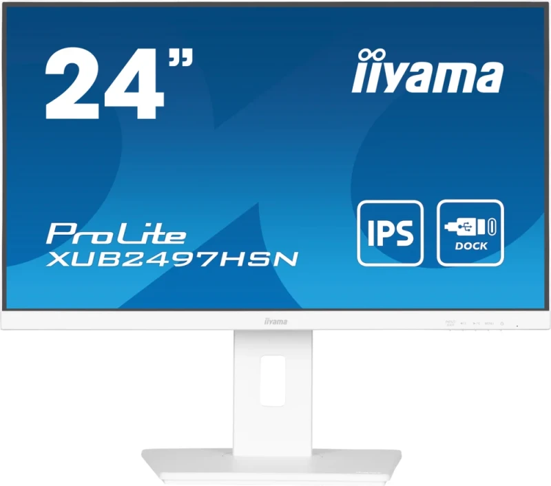 IIYAMA ProLite XUB2497HSN-W1 23.8" IPS Full HD 100Hz Monitor, USB-C 65W Dock, LAN, Speakers, Pivot – White - Featured Image