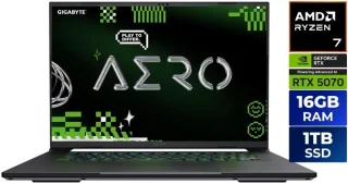 GIGABYTE AERO X16; Copilot+ PC - 165Hz 2560x1600 WQXGA - NVIDIA GeForce RTX 5070 - AMD Ryzen AI 7 350 - 1TB SSD with 16GB DDR5 RAM - Windows 11 Home - Lunar White