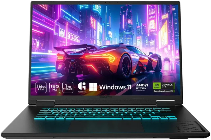 GIGABYTE GAMING A16 Gaming Laptop - 165Hz 1920x1200 WUXGA - NVIDIA GeForce RTX 5060 - AMD Ryzen 7 260 - 1TB SSD with 16GB DDR5 RAM - Windows 11 Home AD - Featured Image