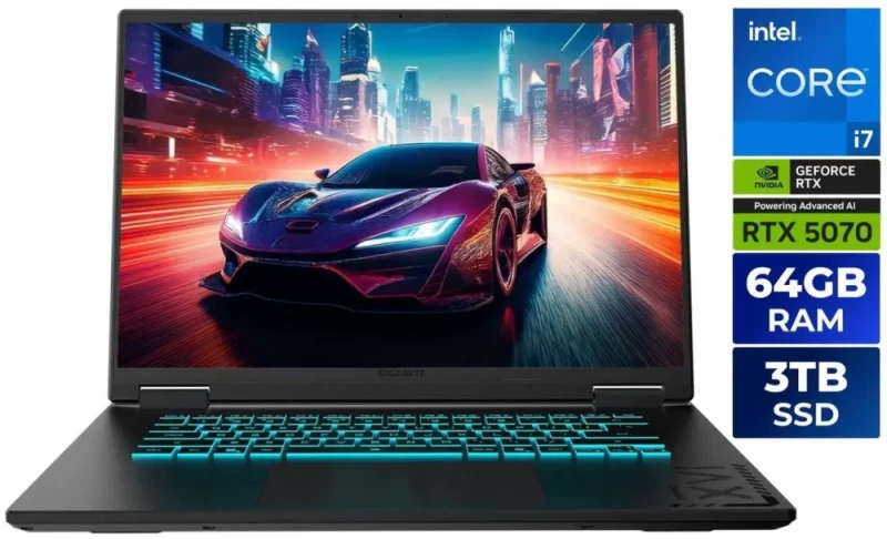 GIGABYTE - 16" GeForce RTX 5070 Laptop GPU - Intel Core i7-13620H - 64GB Memory - 3 TB SSD - Windows 11 Home Gaming Laptops - 165 Hz IPS (GAMING A16 CWHI3US894SH ) - Featured Image