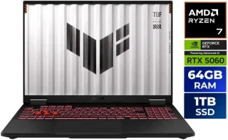 ASUS TUF Gaming A16 FA608UM-NS73 1TB: 16" QHD 165Hz, Ryzen 7 260, RTX 5060, 64GB DDR5, 1TB SSD, Win11