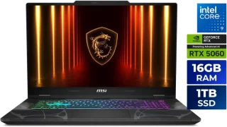 MSI Cyborg 17 17.3" 144Hz FHD IPS Gaming Laptop Intel Core 9 270H (20-Core up to 5.8GHz) GeForce RTX 5060 8GB GDDR7 16GB DDR5 1TB NVMe PCIe Gen4 SSD Wi-Fi 6E Translucent Black Chassis RGB Keyboard Windows 11 Home (B2RWFKG-067US)