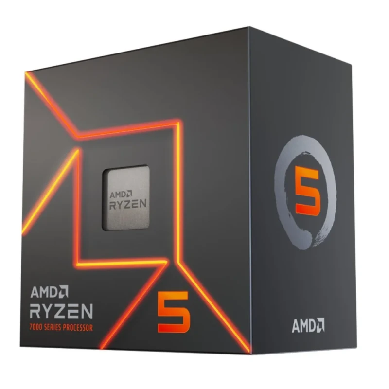 AMD Ryzen 5 7600 6-Core 12-Thread Desktop Processor, Zen 4, 3.8GHz Base, Up to 5.1GHz Boost, 65W TDP, 38MB Cache, AM5 Socket, Integrated Radeon Graphics, Wraith Stealth Cooler - Featured Image