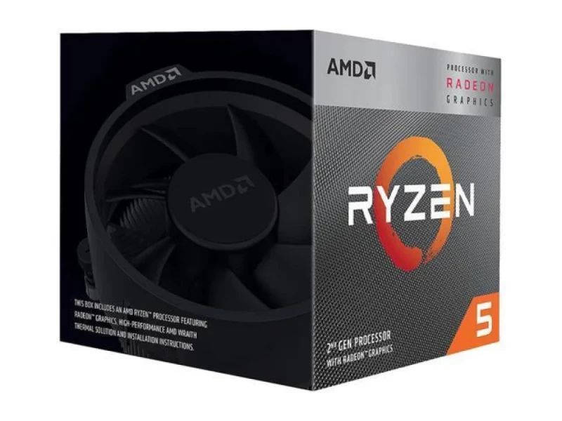 AMD Ryzen 5 3400G AM4 Desktop APU – 4 Cores / 8 Threads, 3.7 GHz Base / Up to 4.2 GHz Boost, Radeon RX Vega 11 Graphics, 65 W TDP, DDR4-2933 Support, Includes Wraith Spire Cooler (Boxed) - Featured Image