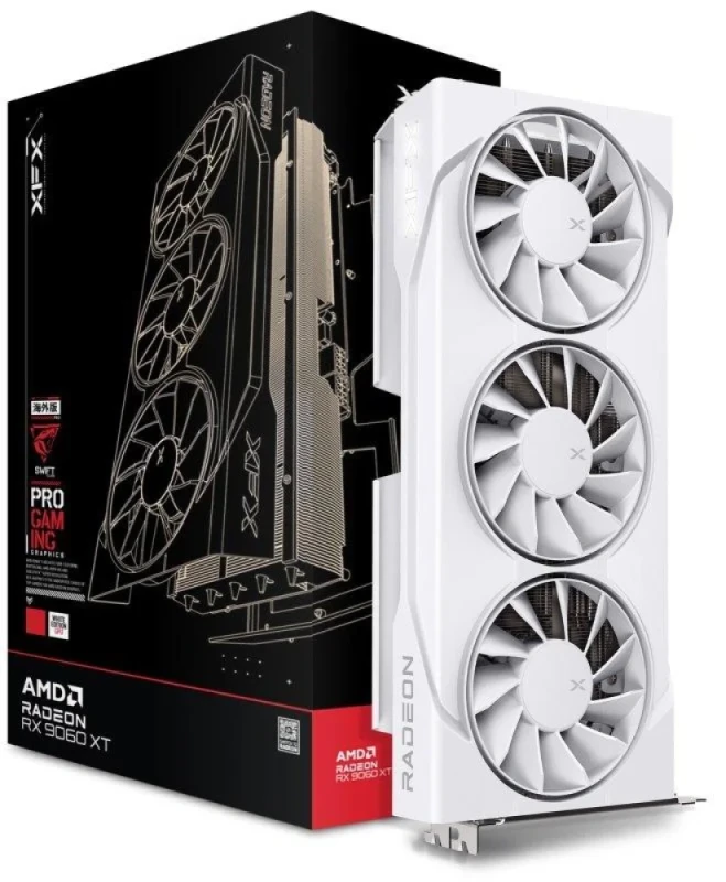 XFX Swift OC Radeon RX 9060 XT 16GB White – AMD RDNA GPU, 16GB GDDR6, Boost Clock up to 2650 MHz, Triple-Fan Swift Cooling, Factory Overclock, PCIe 4.0, HDMI/DP Outputs, 290 mm - Featured Image