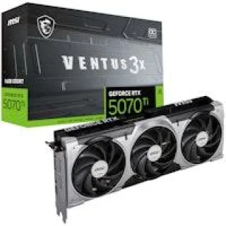 MSI VENTUS 3X OC GeForce RTX 5070 Ti 16GB Silver/Black – NVIDIA Next-Gen GPU, 16GB GDDR7, Boost Clock up to 2750 MHz, Triple-Fan VENTUS 3X Cooling, Factory OC, Ray Tracing & AI Acceleration, PCIe 5.0, HDMI/DP Outputs, 303 mm