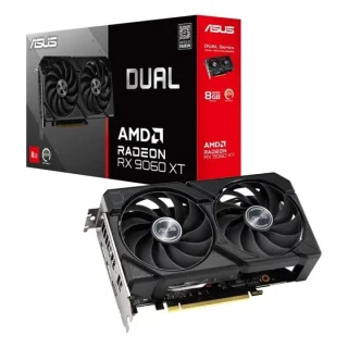 ASUS DUAL Radeon RX 9060 XT 8GB Black – AMD RDNA GPU, 8GB GDDR6, Boost Clock up to 2650 MHz, Dual-Fan DUAL Cooling, PCIe 4.0, HDMI/DP Outputs, Compact Gaming Graphics Card, 202 mm