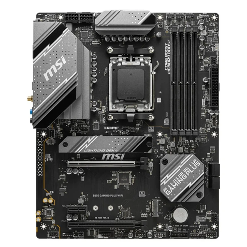 MSI B650 GAMING PLUS WIFI AMD AM5 ATX Motherboard – AMD B650 Chipset, DDR5 7200+ MHz (OC) Support, Dual PCIe 4.0 M.2 Slots, 2.5 Gb LAN & Wi-Fi 6E + Bluetooth 5.3, Realtek ALC897 7.1 Audio, USB 3.2 Gen 2x2 Type-C & HDMI 2.1/DisplayPort Outputs, Core Boost VRM & EZ Debug LEDs for Gaming & Productivity Builds - Featured Image