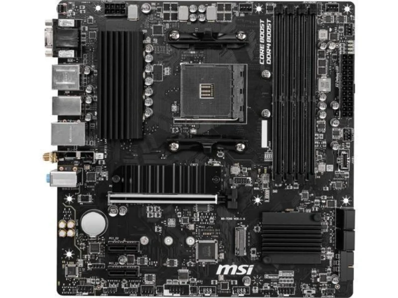MSI B550M PRO-VDH WIFI AMD B550 Micro-ATX Motherboard – AM4 Socket, DDR4 Up to 4400(OC) Support, PCIe 4.0 x16 & Dual M.2 Slots, Wi-Fi 5 (802.11ac) & Bluetooth 4.2, 4x SATA III, 1x HDMI 2.1 + DisplayPort + VGA, Realtek 7.1 Audio & Gigabit LAN for Budget Gaming/Workstation Builds - Featured Image