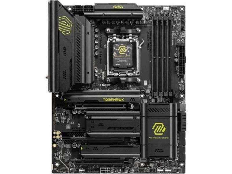 MSI MAG X870 TOMAHAWK WIFI AMD X870 ATX Motherboard – AM5 Socket for Ryzen 7000/8000/9000 Series, DDR5 up to 8400+ MT/s, 4x PCIe/M.2 Storage (PCIe 5.0 & 4.0), Wi-Fi 7 802.11be & Bluetooth 5.4, 5 Gb LAN + USB4/USB 3.2 Type-C & HDMI 2.1, Realtek ALC4080 Audio - Featured Image