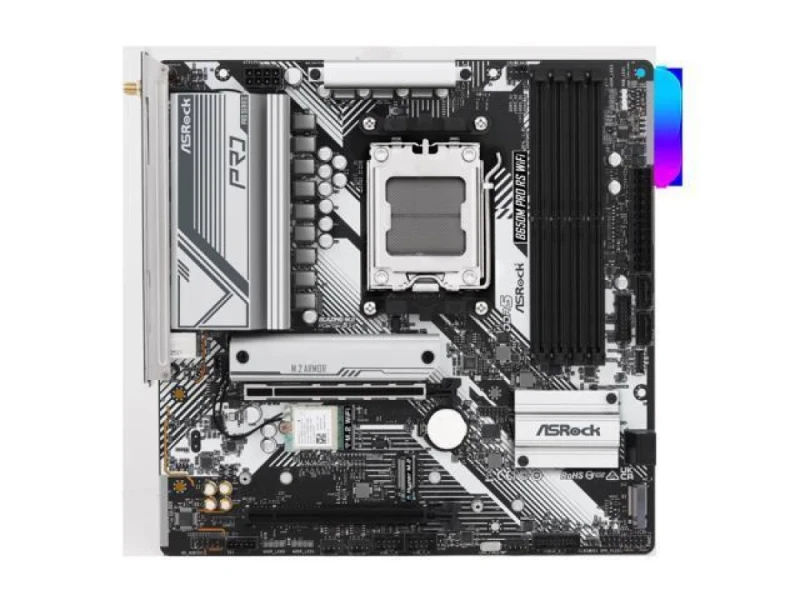ASRock B650M Pro RS WiFi AM5 Micro-ATX Motherboard – AMD B650 Chipset, Socket AM5, 4x DDR5 DIMMs (Up to 7200+ OC), PCIe 4.0 x16 & PCIe 3.0 x16, Triple M.2 (Gen5/Gen4), 2.5 GbE LAN, Wi-Fi 6E & Bluetooth, HDMI & DisplayPort, USB 3.2 Type-C & A – Compact Gaming/Creator Board - Featured Image
