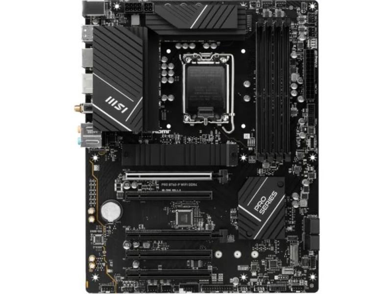 MSI PRO B760-P WIFI DDR4 ATX Motherboard – Intel B760 Chipset, LGA 1700 for 12th/13th/14th Gen Intel CPUs, 4x DDR4 (Up to 5333+ OC), 2x M.2 PCIe 4.0 & SATA, PCIe 4.0/3.0 Expansion, Realtek 2.5 Gb LAN, Intel Wi-Fi 6E & Bluetooth 5.3, HDMI 2.1 & DisplayPort, USB 3.2 Gen2 Type-C/A Ports – Professional Gaming/Workstation Board - Featured Image
