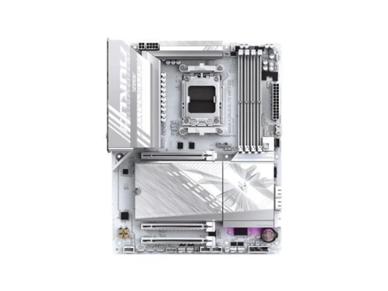 GIGABYTE B850 AORUS ELITE WIFI7 ICE AMD B850 AM5 ATX Motherboard – AMD AM5 Socket for Ryzen 7000/8000/9000 Series, DDR5 up to 8200 MHz, 4x DIMM, 3x M.2 PCIe (5.0/4.0), PCIe 4.0 x16, Wi-Fi 7 (802.11be) & Realtek RTL8922AE, 2.5 Gb LAN, USB 3.2 Gen 2x2 Type-C, HDMI & DisplayPort, 7.1-ch Audio, Included Wi-Fi Antenna – White Gaming Board - Featured Image