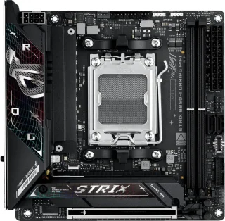 ASUS ROG STRIX B850-I GAMING WIFI AM5 Mini-ITX Motherboard - AMD B850 Chipset, Socket AM5 for Ryzen 7000/8000/9000 Series, DDR5 8400+ (OC) Dual-Channel, 2x M.2 PCIe 5.0, PCIe 5.0 x16, Tri-Band Wi-Fi 7 (802.11be) + Bluetooth 5.4, Intel 2.5Gb LAN, USB 20Gbps Type-C, HDMI 2.1, SupremeFX 7.1 Audio