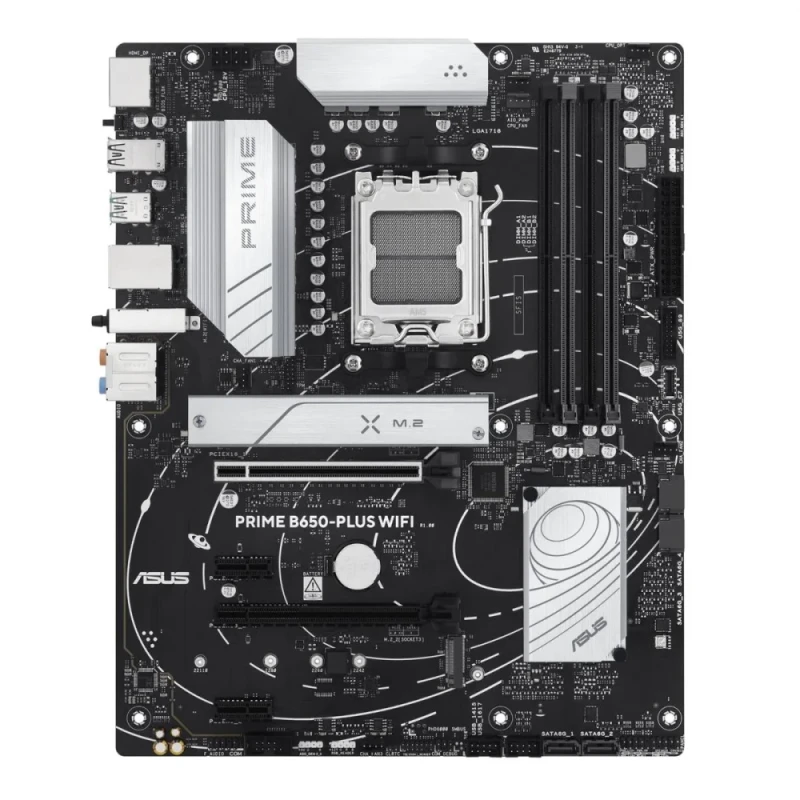 ASUS PRIME B650-PLUS WIFI ATX Motherboard – AMD B650 Chipset, AM5 Socket for Ryzen 7000/8000/9000, DDR5 Support (4 DIMMs, up to 192 GB), PCIe 4.0 x16 & Dual M.2 (PCIe 5.0/4.0), 2.5 Gb Ethernet, Wi-Fi 6E & Bluetooth 5.3, USB-C & USB 3.2 Gen2, HDMI & DisplayPort, BIOS FlashBack & Thunderbolt 4 Header – optimized for gaming and productivity builds. - Featured Image