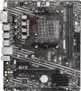 MSI A520M-A PRO Micro-ATX Motherboard – AMD A520 AM4 DDR4 up to 4600 MT/s (OC), Dual DIMM, 1x M.2 PCIe 3.0 & SATA III, PCIe 3.0 x16 & x1 Slots, HDMI & DVI-D Display Outputs, Realtek Gigabit LAN, Realtek ALC892 7.1 Audio, USB 3.2 Gen1 & USB 2.0 I/O, I/O Shield Included