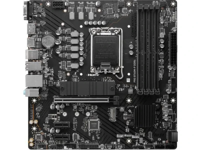 MSI PRO B760M-P DDR4 Micro-ATX Motherboard – Intel B760 Chipset LGA1700 for 12th/13th/14th Gen Core, Dual-Channel DDR4-4800+ (OC), 4 DIMMs up to 128GB, PCIe 4.0 x16 & x1, 2x M.2 NVMe, Realtek Gigabit LAN, HDMI/DisplayPort/VGA Outputs, USB 3.2 Gen2 Type-C & USB 3.2 Gen1 - Featured Image