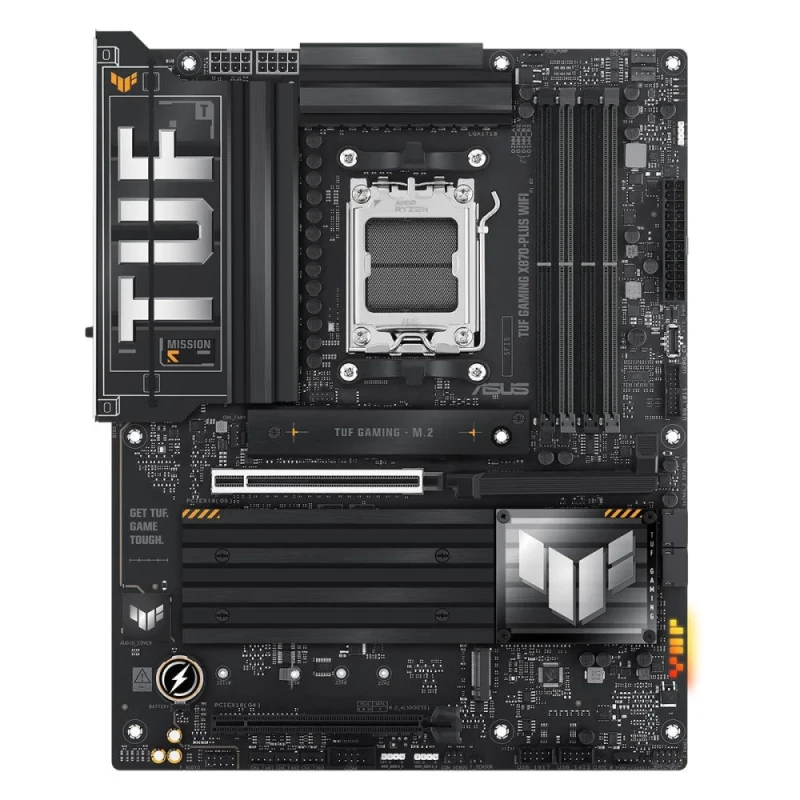 ASUS TUF GAMING X870-PLUS WIFI AM5 ATX Motherboard – AMD X870 Chipset, AM5 Socket, DDR5 4x DIMM up to 192 GB, 4x M.2 PCIe 5.0/4.0, Wi-Fi 7 (802.11be), 2.5 Gb Ethernet, USB4, PCIe 5.0 x16, HDMI, Realtek ALC1220P Audio – Gaming/PC Build Board - Featured Image