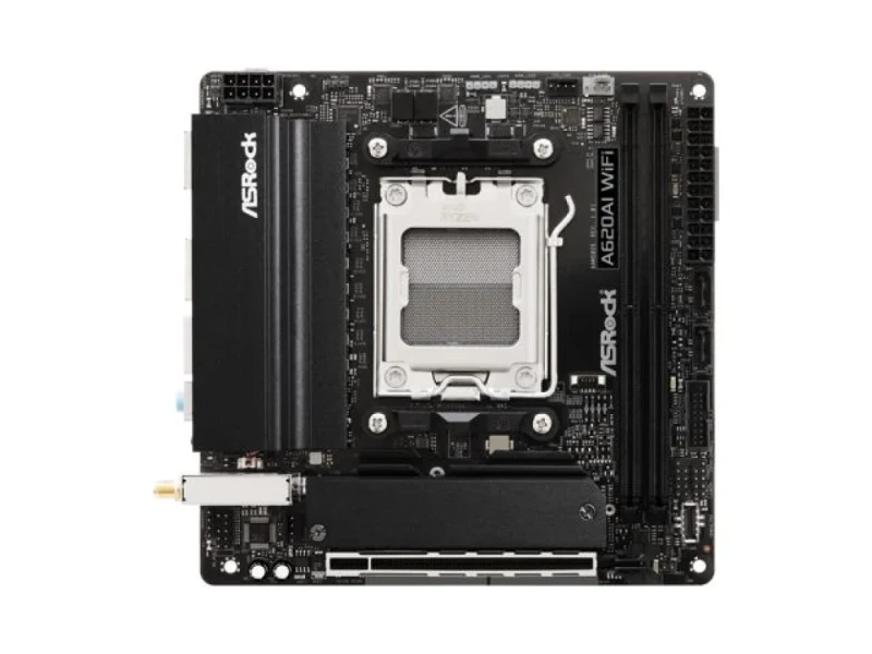 ASRock A620AI WiFi AM5 Mini-ITX Motherboard – AMD A620 Chipset, AM5 Socket, Dual DDR5 DIMM up to 128 GB, 2x M.2 PCIe4/PCIe3, 2.5 Gb & Gigabit LAN, Wi-Fi 6E & Bluetooth 5.2, HDMI, USB 3.2 Gen2 Type-C/A, 7.1 HD Audio, Compact PC Gaming/DIY Board - Featured Image