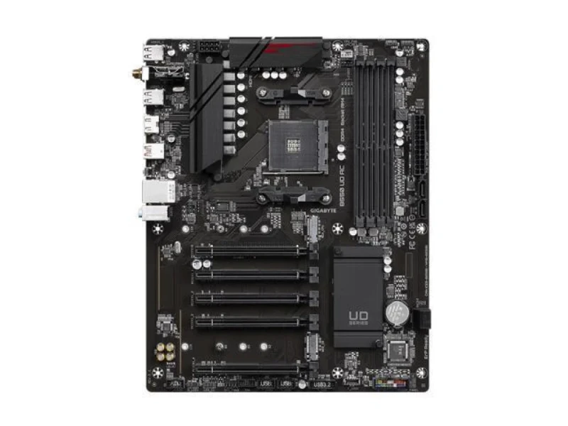 Gigabyte B550 UD AC ATX AM4 Motherboard – AMD B550 Chipset, Dual M.2 PCIe 4.0/3.0, DDR4 up to 4733 MT/s, Wi-Fi 5 (802.11ac) & Bluetooth 5.0, Realtek Gigabit LAN, 4x SATA 6 Gb/s, USB-C & USB 3.2 Gen2, HDMI, Q-Flash Plus & Smart Fan 5 – Ultra Durable Desktop Board - Featured Image
