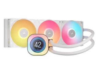 Corsair iCUE LINK TITAN 360 RX LCD 360 mm AIO Liquid CPU Cooler – 2.1″ IPS LCD Display, Triple RX120 RGB Fans, FlowDrive Cooling Engine, Copper Cold Plate & Aluminum Radiator, Up to 73.5 CFM Airflow, PWM Fans, iCUE LINK Hub Included, Intel LGA1851/LGA1700 & AMD AM5/AM4 Support