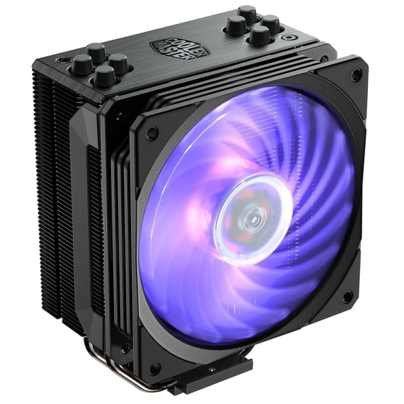 Cooler Master Hyper 212 RGB Black Edition CPU Air Cooler – 4-Heatpipe Direct Contact Tower Cooler, 120 mm SF120R RGB PWM Fan (650–2000 RPM), 59 CFM Airflow, 8–30 dBA Noise, Aluminum Fins, RGB LED with Controller, Compatible Intel & AMD Sockets (LGA1700/AM4 etc.), Black Finish - Featured Image
