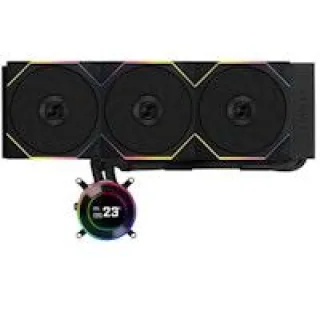 Lian Li HydroShift II LCD-C 360TL AIO Liquid CPU Cooler – 360 mm Slim Radiator (400x122x24 mm), 3x UNI FAN TL Wireless 120 mm Fans (Up to ~2600 RPM, 90.1 CFM), 2.1″ IPS LCD 480x480 Display, Side-Mounted Tubing, Hidden Cables, Aluminum Radiator, Copper Water Block, LGA1700/1851 & AMD AM5/AM4 Support, Black/White