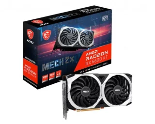 MSI RX 6600 XT MECH 2X 8G OC Radeon RX 6600 XT – AMD RDNA 2 GPU, 8GB GDDR6, 128-bit, Boost Clock up to 2607 MHz, Dual-Fan MECH Cooling, PCIe 4.0, HDMI/DP Outputs, High-FPS 1080p Gaming, 235 mm