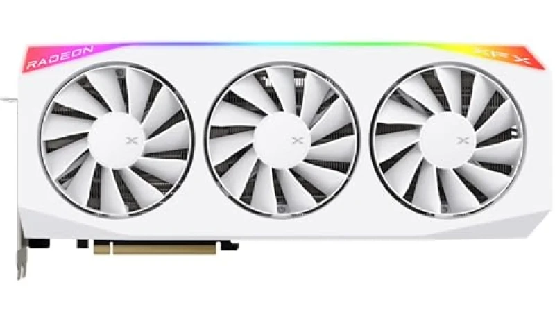 XFX Radeon RX 9070 XT Mercury OC RGB 16GB GDDR6 PCIe 5.0 Graphics Card – AMD Radeon RX 9070 XT GPU, 4096 Stream Processors, 16 GB 256-bit GDDR6 @ 20 Gbps, 3100 MHz Boost, Triple-Fan Cooling, 360 mm White/Black RGB, 3x DisplayPort 2.1 + HDMI 2.1 Outputs - Featured Image