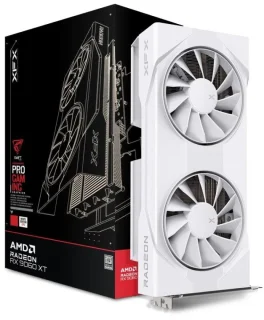 XFX Swift OC Radeon RX 9060 XT 8GB White – AMD RDNA 4 GPU, 8GB GDDR6 128-bit, 3320 MHz Boost OC, Dual-Fan Cooling, PCIe 5.0, 270 mm Length, 2x DisplayPort 2.1 & HDMI 2.1 Output