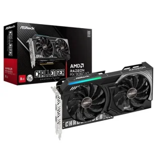 ASRock Radeon RX 9060 XT Challenger OC – 8GB GDDR6 PCIe 5.0 Graphics Card, AMD RDNA 4, 2048 SP, Boost Clock ~3290 MHz, Dual-Fan Cooling, 2x DisplayPort 2.1a & HDMI 2.1b, 249 mm Black/Silver GPU for 1080p/1440p Gaming