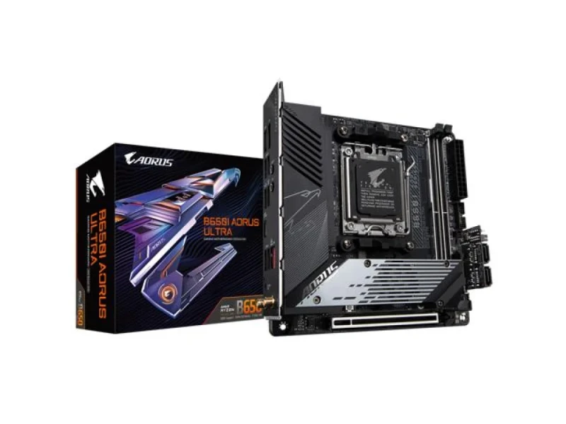Gigabyte B650I AORUS ULTRA Mini-ITX AM5 Motherboard – AMD B650 Chipset, Dual Channel DDR5 up to 6400 MT/s, AM5 Socket, Triple M.2 (PCIe 5.0 x4 + 2x PCIe 4.0), Intel 2.5GbE LAN, Wi-Fi 6E & Bluetooth, HDMI 2.1 + DisplayPort, Realtek ALC4080 Audio, PCIe 4.0 x16 Expansion (17x17 cm) - Featured Image