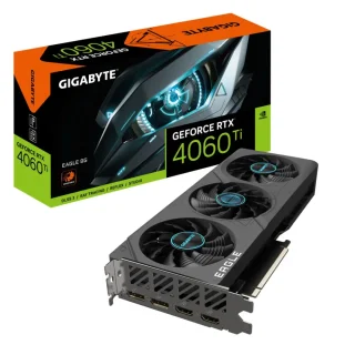 Gigabyte GeForce RTX 4060 Ti EAGLE 8 GB GDDR6 PCIe 4.0 Graphics Card – NVIDIA Ada Lovelace AD106 GPU, 4352 CUDA Cores, 128-bit Memory Bus, ~18 Gbps 8 GB VRAM, WINDFORCE Triple Fan Cooling, 2x HDMI 2.1a & 2x DisplayPort 1.4a, 272 mm Length, Black