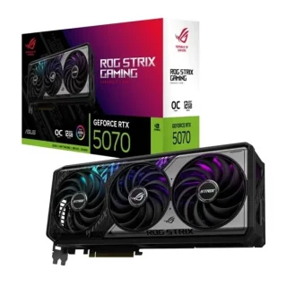 ASUS ROG STRIX OC GeForce RTX 5070 12GB – NVIDIA Blackwell GPU, 6144 CUDA Cores, 12GB GDDR7 192-bit, PCIe 5.0 x16, Triple Axial-Tech Fans, 3x DisplayPort 2.1b & 2x HDMI 2.1b, Aura Sync RGB, 332 mm Black/Silver Gaming Graphics Card