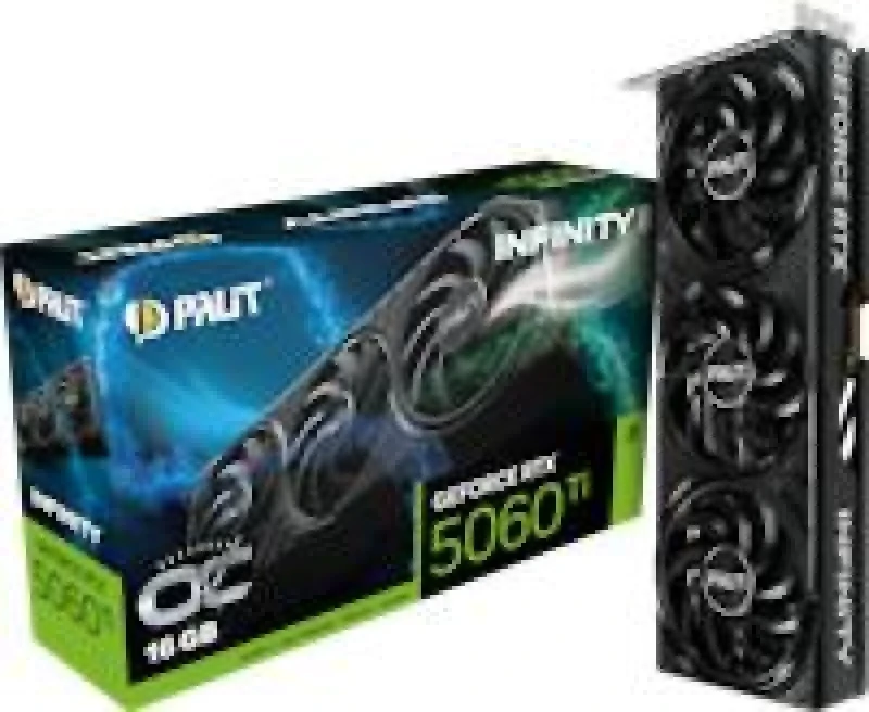 Palit GeForce RTX 5060 Ti Infinity 3 OC 16GB – NVIDIA Blackwell GB206 GPU, 4608 CUDA Cores, 16 GB GDDR7 128-bit Memory, PCIe 5.0 x16, Triple-Fan Active Cooling, 292 mm Length, 3x DisplayPort 2.1b & HDMI 2.1b Outputs, Overclocked Gaming Graphics Card - Featured Image