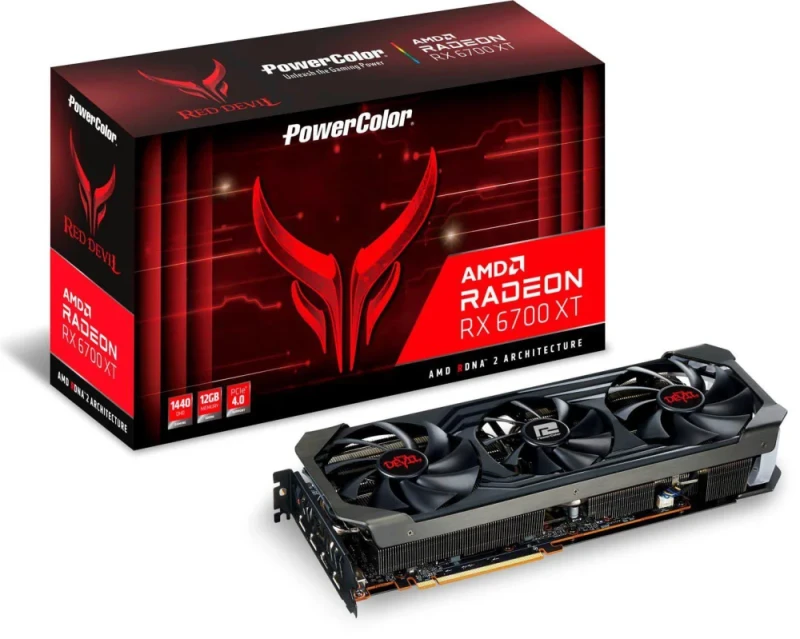 PowerColor Red Devil Radeon RX 6700 XT 12GB OC Graphics Card – AMD RDNA 2 RX 6700 XT GPU, 12 GB GDDR6 192-bit Memory, 2560 Stream Processors, PCIe 4.0 x16, Triple-Fan Active Cooling, HDMI 2.1 + 3x DisplayPort 1.4, 320 mm Black Gaming GPU - Featured Image