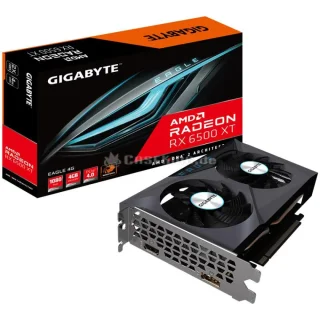 Gigabyte Radeon RX 6500 XT EAGLE 4GB GDDR6 Graphics Card – AMD RX 6500 XT GPU, 4 GB 64-bit GDDR6, PCIe 4.0 x16, 1024 Stream Processors, Boost Clock up to 2815 MHz, WINDFORCE 2X Dual Fan Cooling, 1x HDMI 2.1 + 1x DisplayPort 1.4a, Compact 192 mm Length