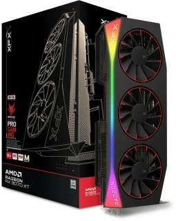 XFX Mercury OC Magnetic Air RGB Radeon RX 9070 XT 16GB GDDR6 PCIe 5.0 Graphics Card – AMD RDNA 4 GPU with 4096 Stream Processors, 256-bit Memory Bus & 20 Gbps Memory, Triple-Fan Magnetic Air Cooling, 360 mm Length, HDMI 2.1 & 3x DisplayPort 2.1, Black High-End Gaming GPU