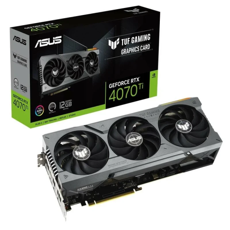 ASUS TUF Gaming GeForce RTX 4070 Ti 12GB GDDR6X PCIe 4.0 Graphics Card – NVIDIA Ada Lovelace RTX 4070 Ti GPU, 7680 CUDA Cores, 21 Gbps Memory, Triple Axial-Tech Fans, 305 mm Length, 3x DisplayPort 1.4a & 2x HDMI 2.1a, ARGB Active Cooling, Black - Featured Image