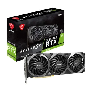MSI GeForce RTX 3060 Ti VENTUS 3X OC LHR 8GB – NVIDIA Ampere GPU, 4864 CUDA Cores, 1695 MHz Boost, 8GB GDDR6 256-bit Memory, PCIe 4.0, Triple-Fan TORX Fan 3.0 Cooling, 3x DisplayPort 1.4a & HDMI 2.1, 316 mm Full-Length Gaming Graphics Card